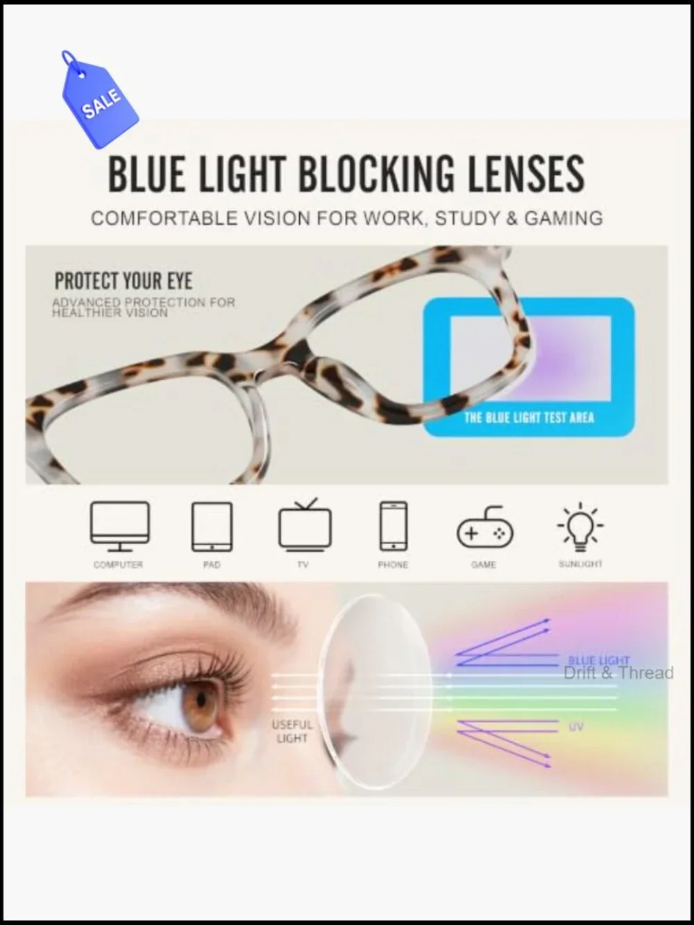 Oversize Blue Light Blocking Glasses for Women Men Square Anti Eyestrain